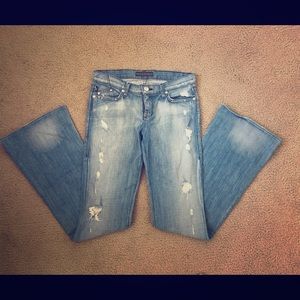 Rock & Republic fray studded flare xtra long jeans